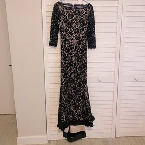 Beautiful black lace gown with train